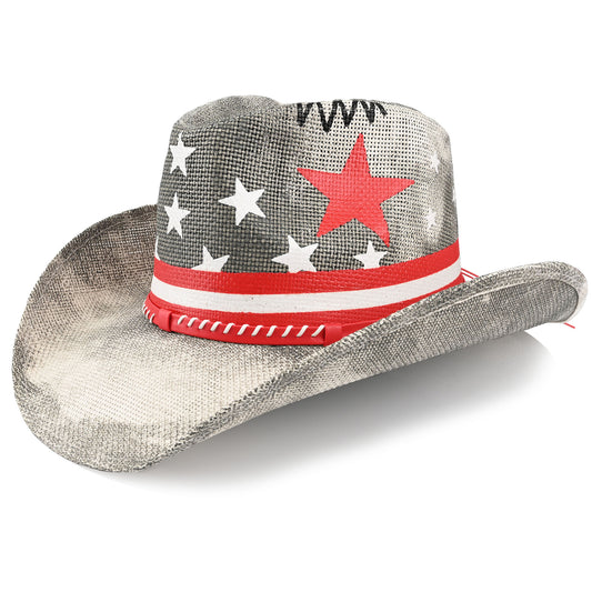 Vintage Stars | Men's & Women's Cowboy Hat Western Cowgirl Hat Straw Sun Hat - Foeran