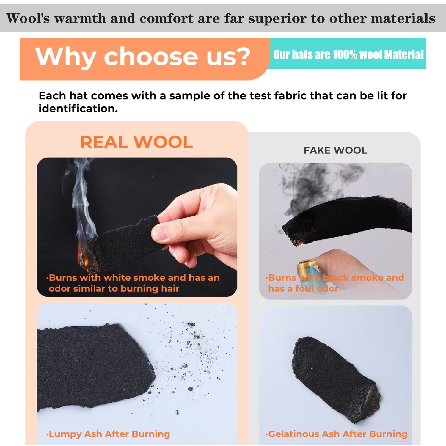 100% Wool - Classic Cowboy Hat for Men Women Felt Western Cowgirl Hat Country Hat with 2 Decorative Bands | Black - Foeran