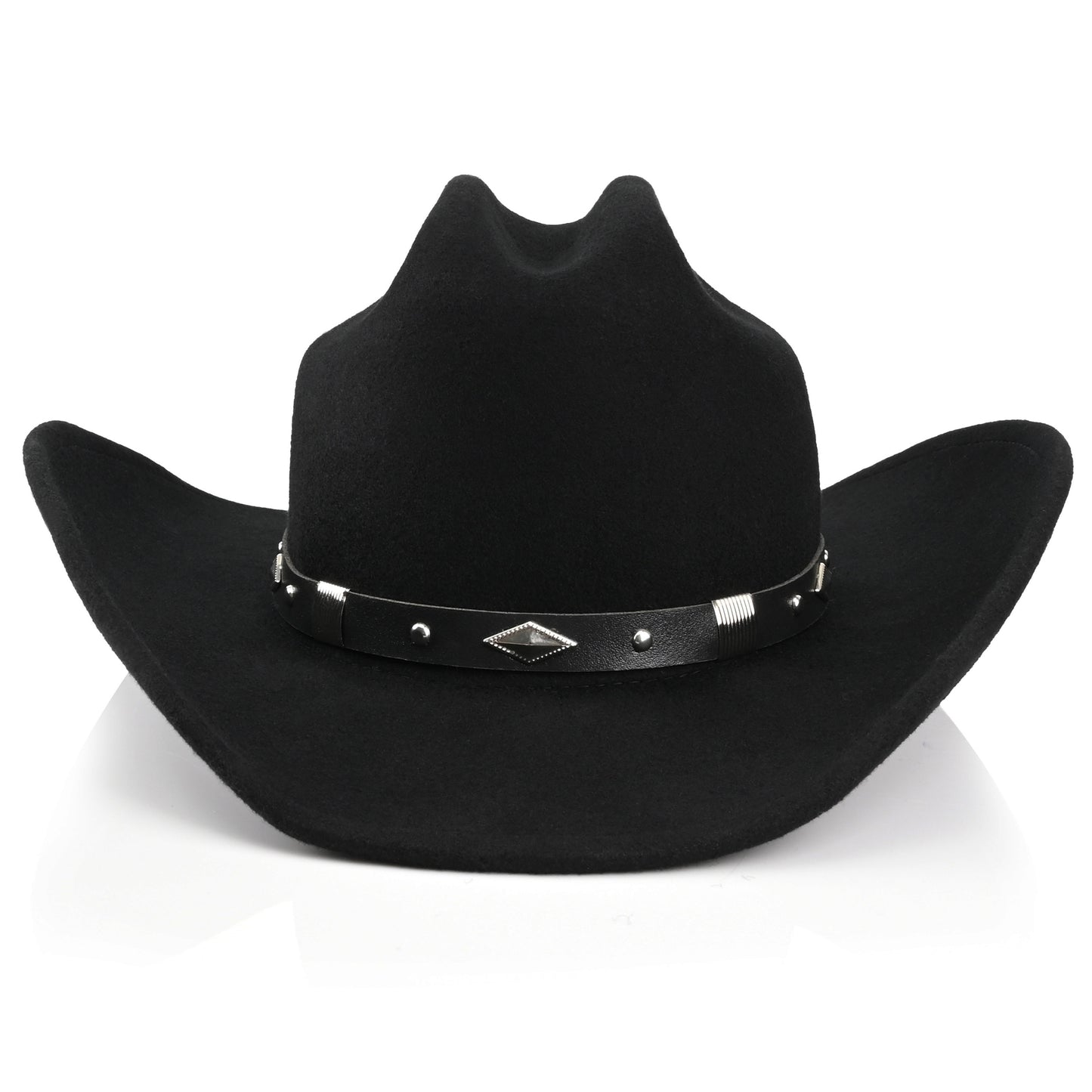 100% Wool - Men's Women's Felt Cowboy Hat Western Cowgirl Hat Country Hat with 2 Decorative Bands | Black - Foeran