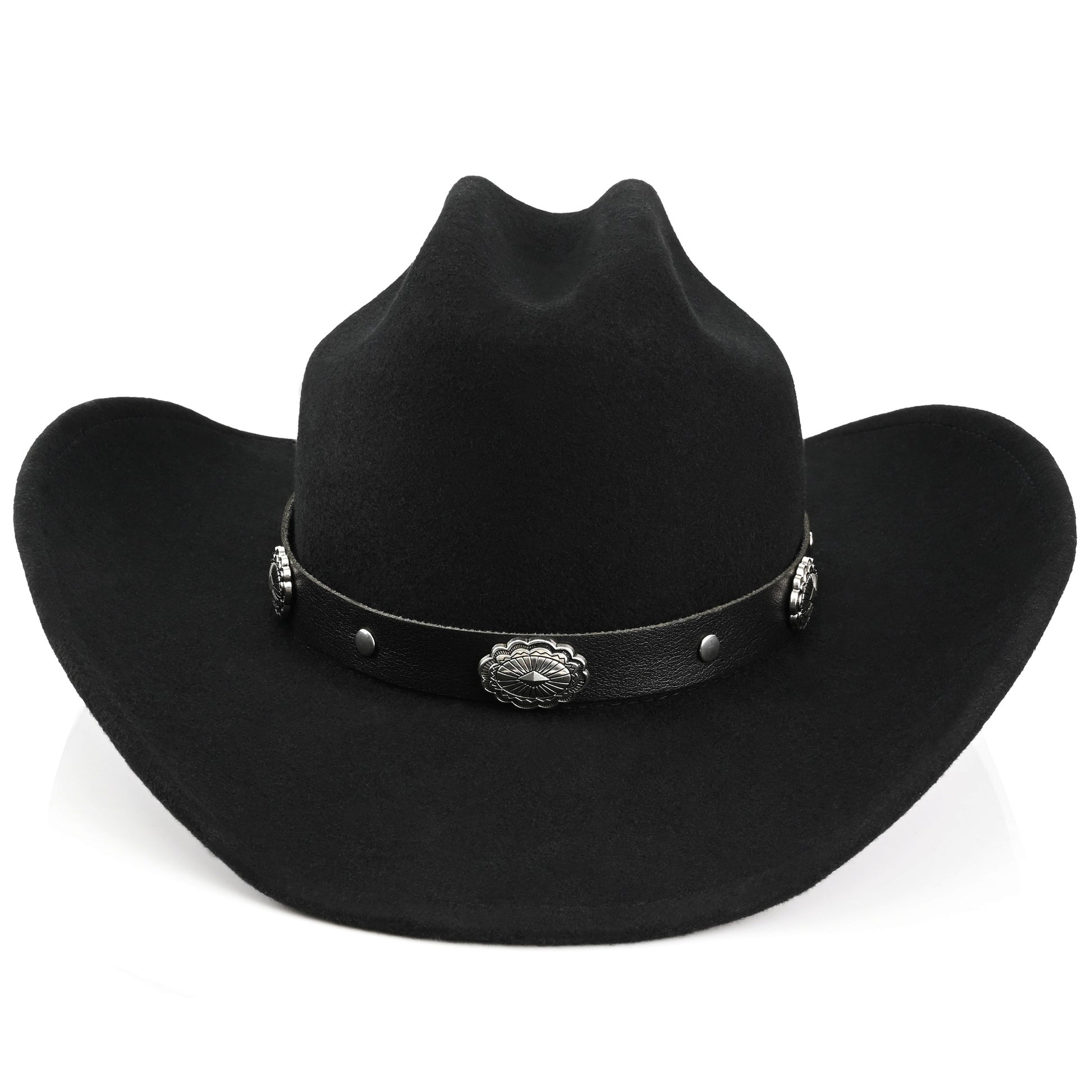100% Wool - Classic Cowboy Hat for Men Women Felt Western Cowgirl Hat Country Hat with 2 Decorative Bands | Black - Foeran