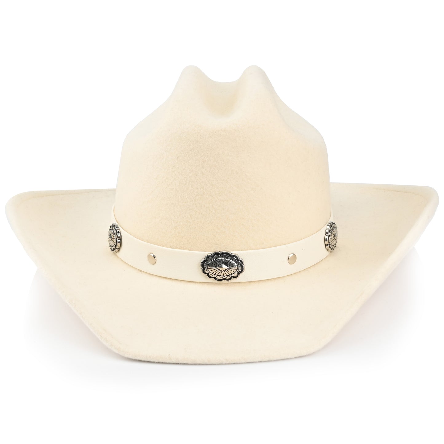 100% Wool - Men's Women's Felt Cowboy Hat Western Cowgirl Hat Country Hat with 2 Decorative Bands | White - Foeran