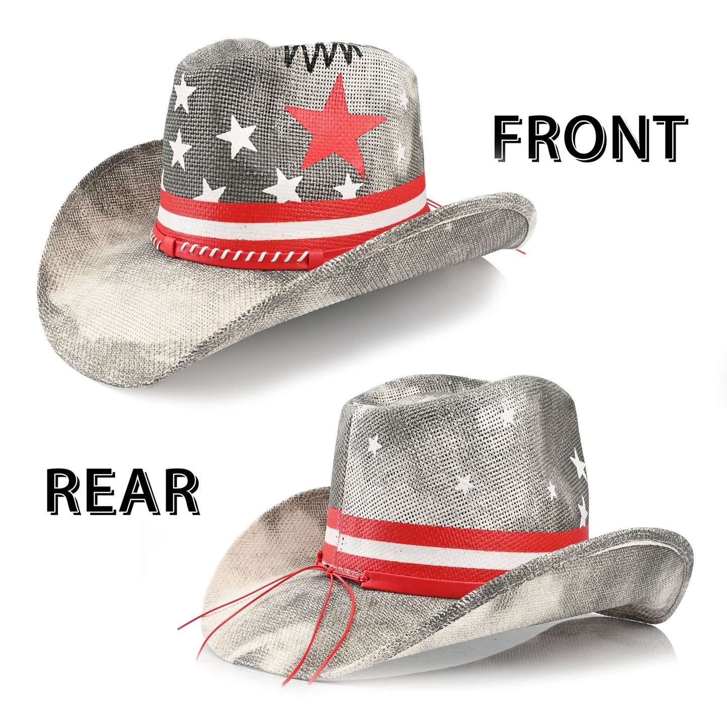 Vintage Stars | Men's & Women's Cowboy Hat Western Cowgirl Hat Straw Sun Hat - Foeran