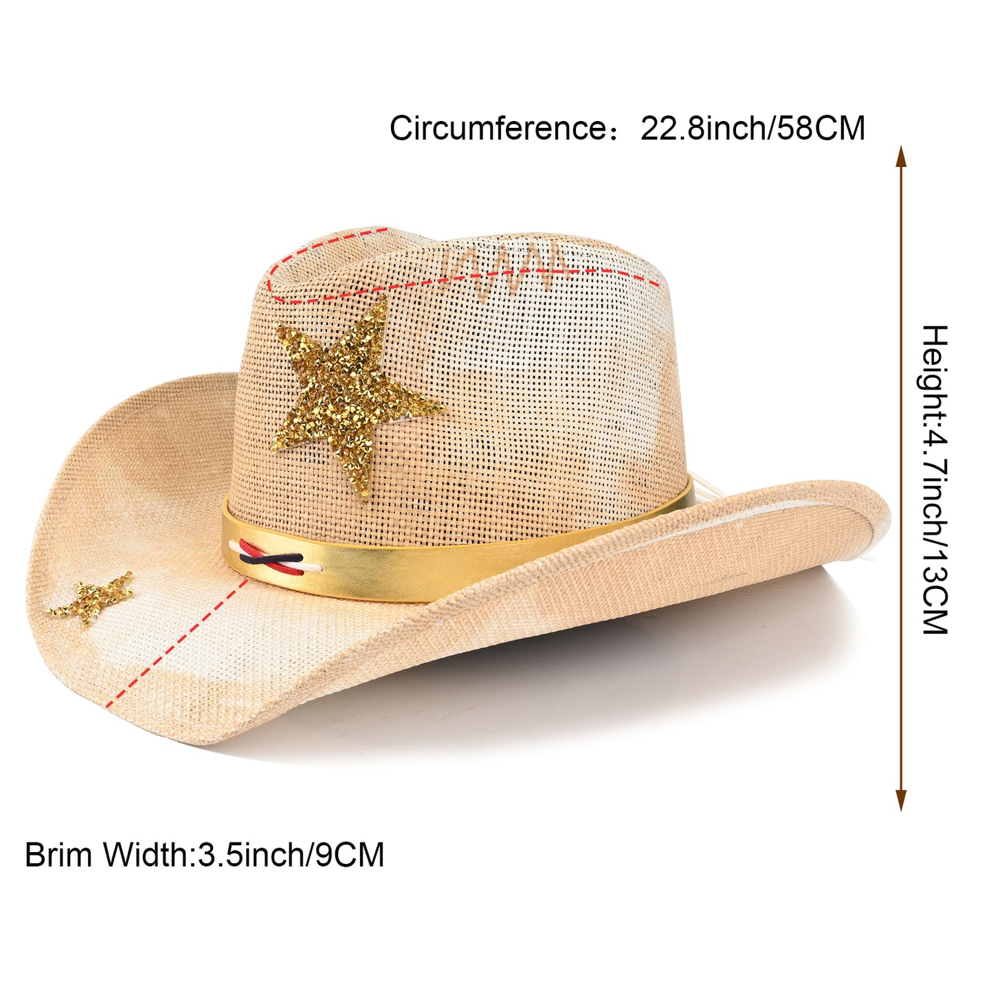 Sparkle Star | Men's & Women's Cowboy Hat Western Cowgirl Hat Straw Sun Hst - Foeran