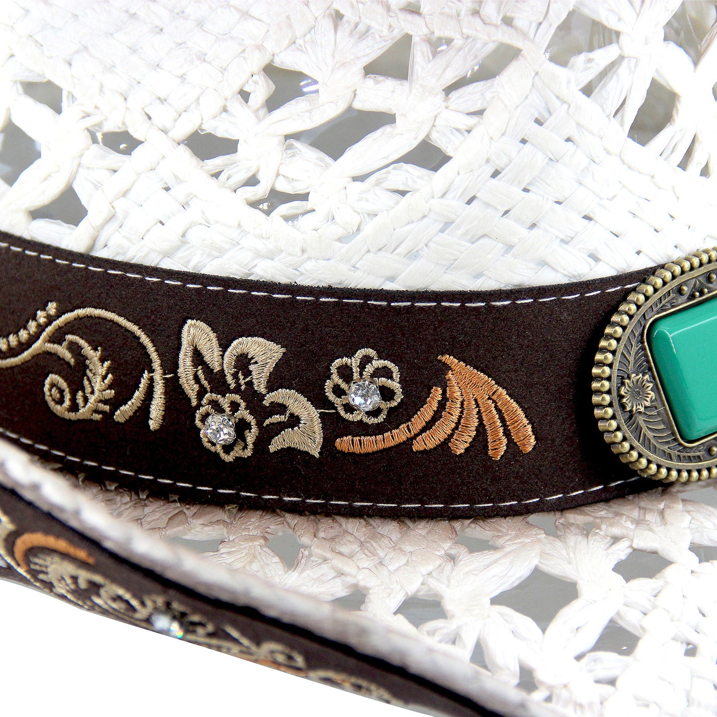 Men's & Women's Cowboy Hat Classic Cowgirl Hat With Embroidered Designs | White - Foeran
