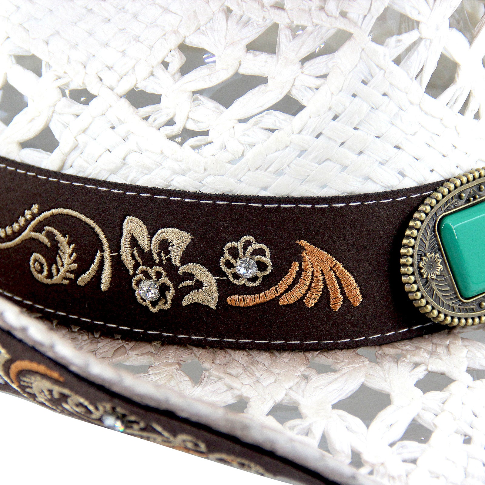 Men's & Women's Cowboy Hat Classic Cowgirl Hat With Embroidered Designs | White - Foeran