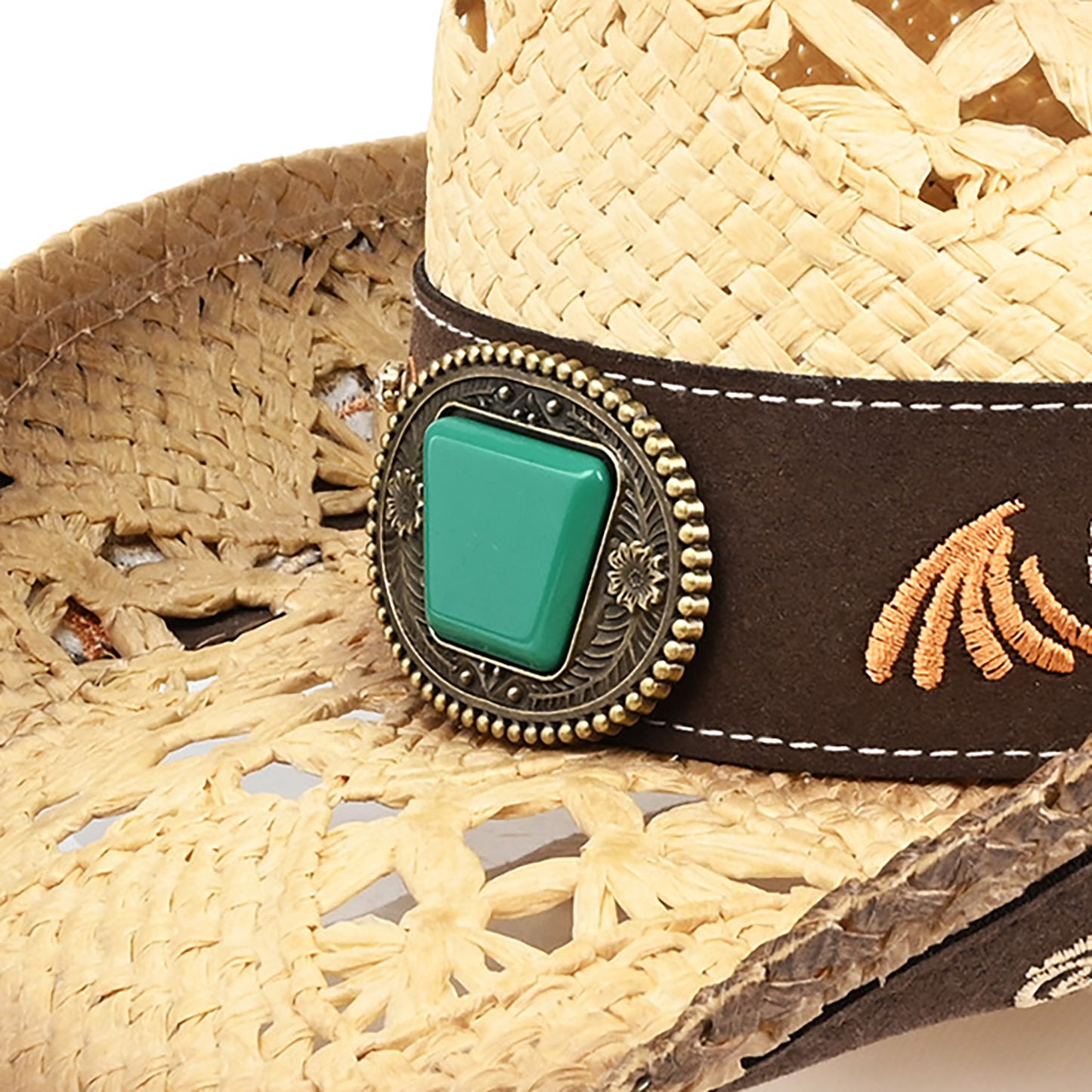 Men's & Women's Cowboy Hat Classic Cowgirl Hat With Embroidered Designs | Beige - Foeran