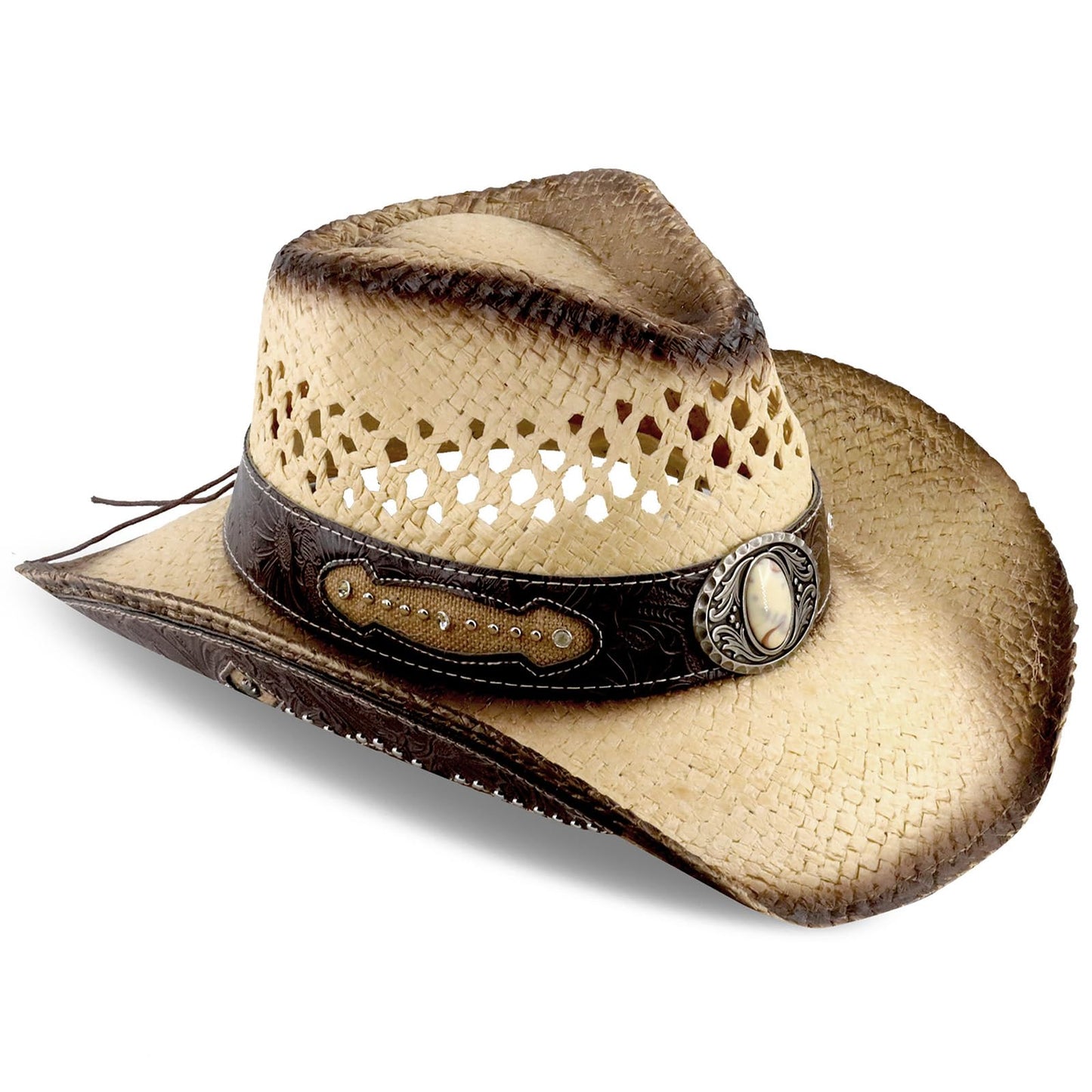 Retro-Minimalist | Cowboy & Cowgirl Hat | Men's Women's Straw Sun Hat | Beige - Foeran
