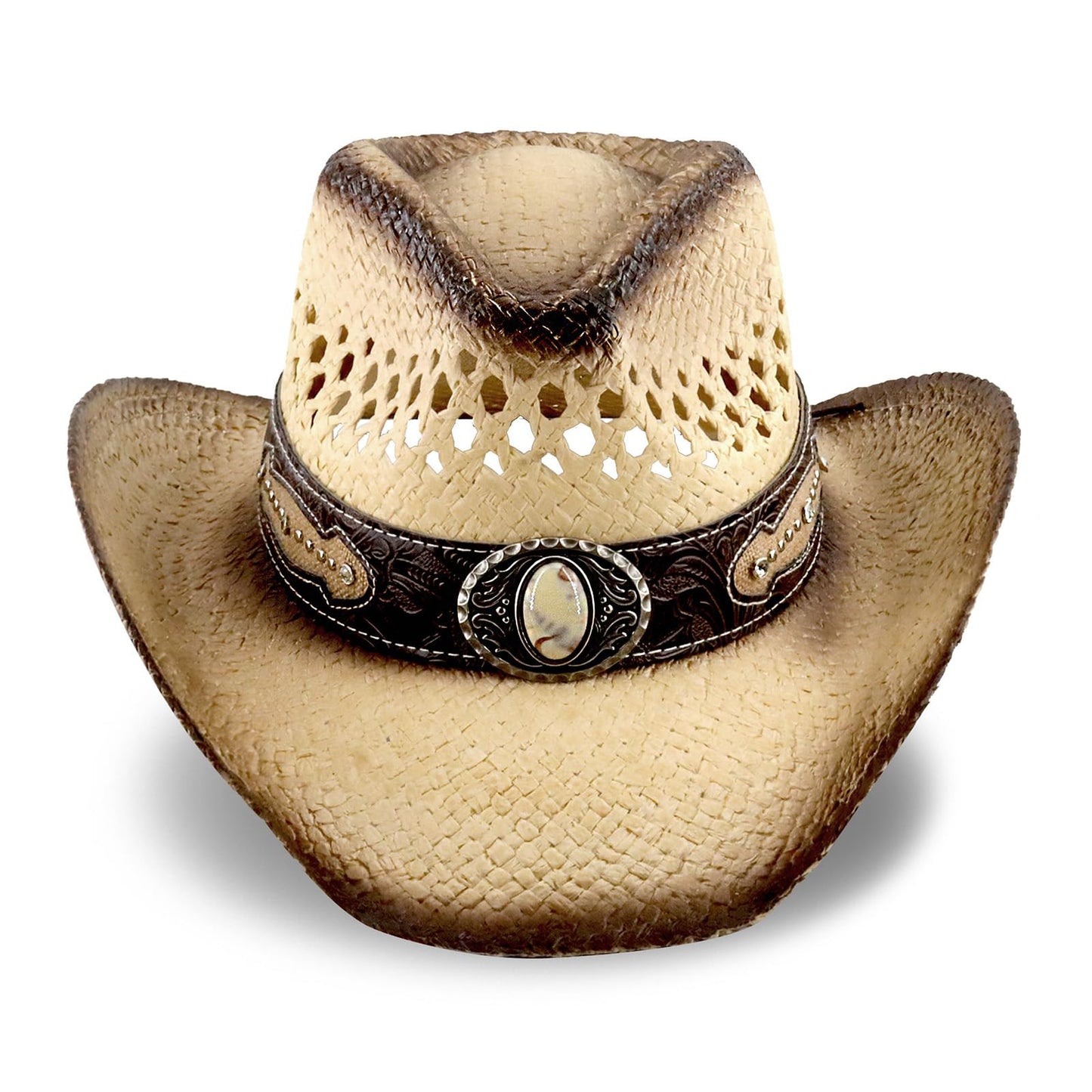 Retro-Minimalist | Cowboy & Cowgirl Hat | Men's Women's Straw Sun Hat | Beige - Foeran