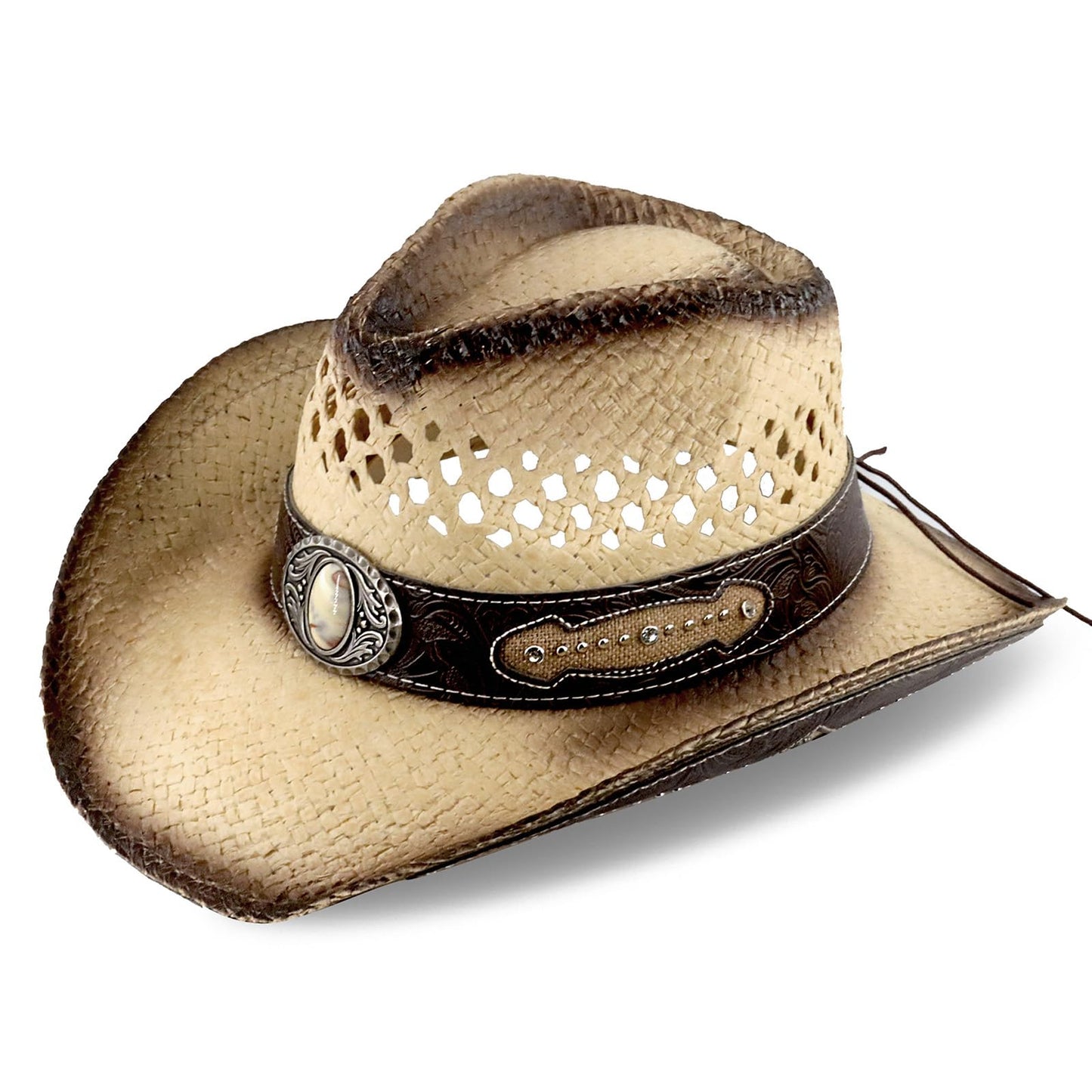 Retro-Minimalist | Cowboy & Cowgirl Hat | Men's Women's Straw Sun Hat | Beige - Foeran