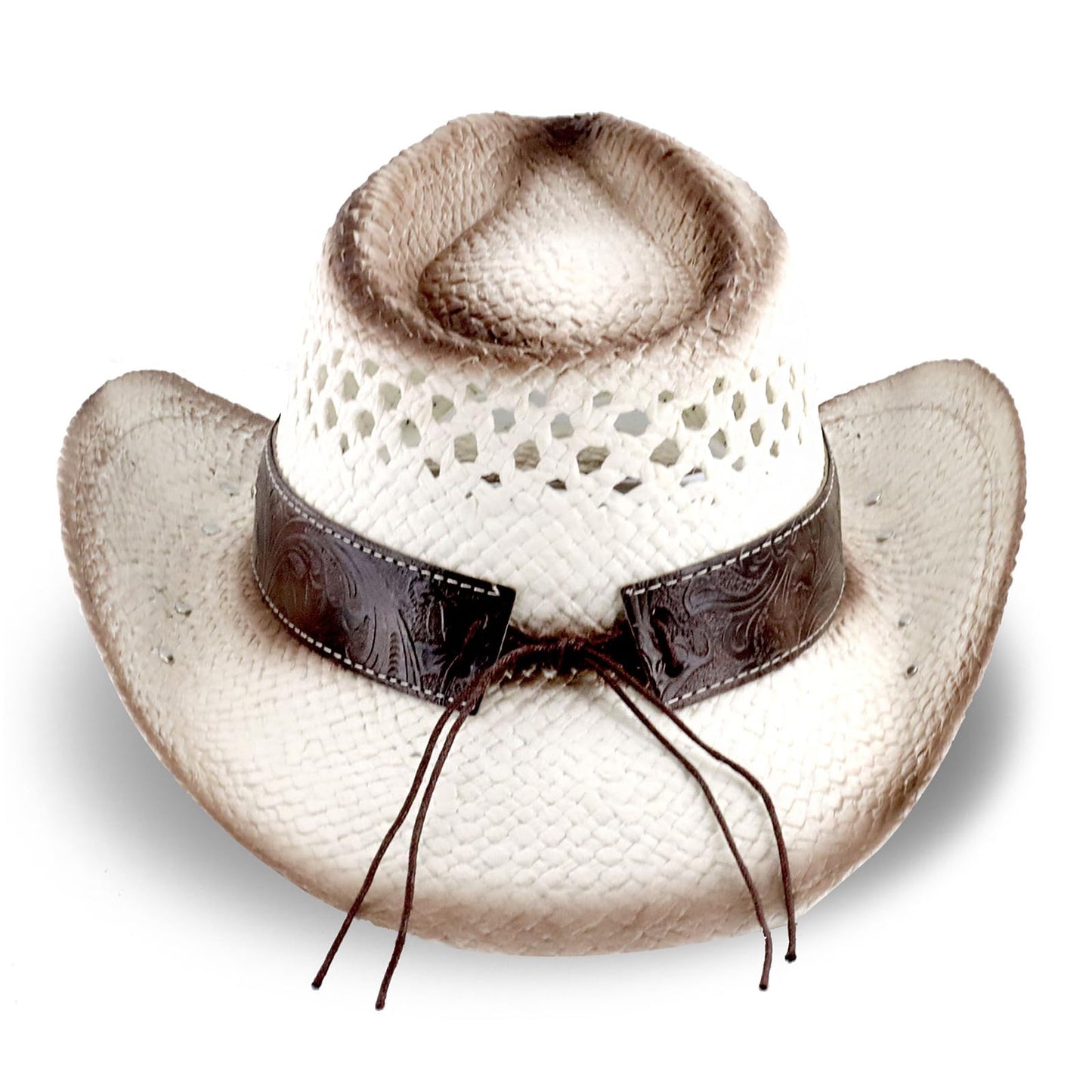 Retro-Minimalist | Cowboy & Cowgirl Hat | Men's Women's Straw Sun Hat | White - Foeran