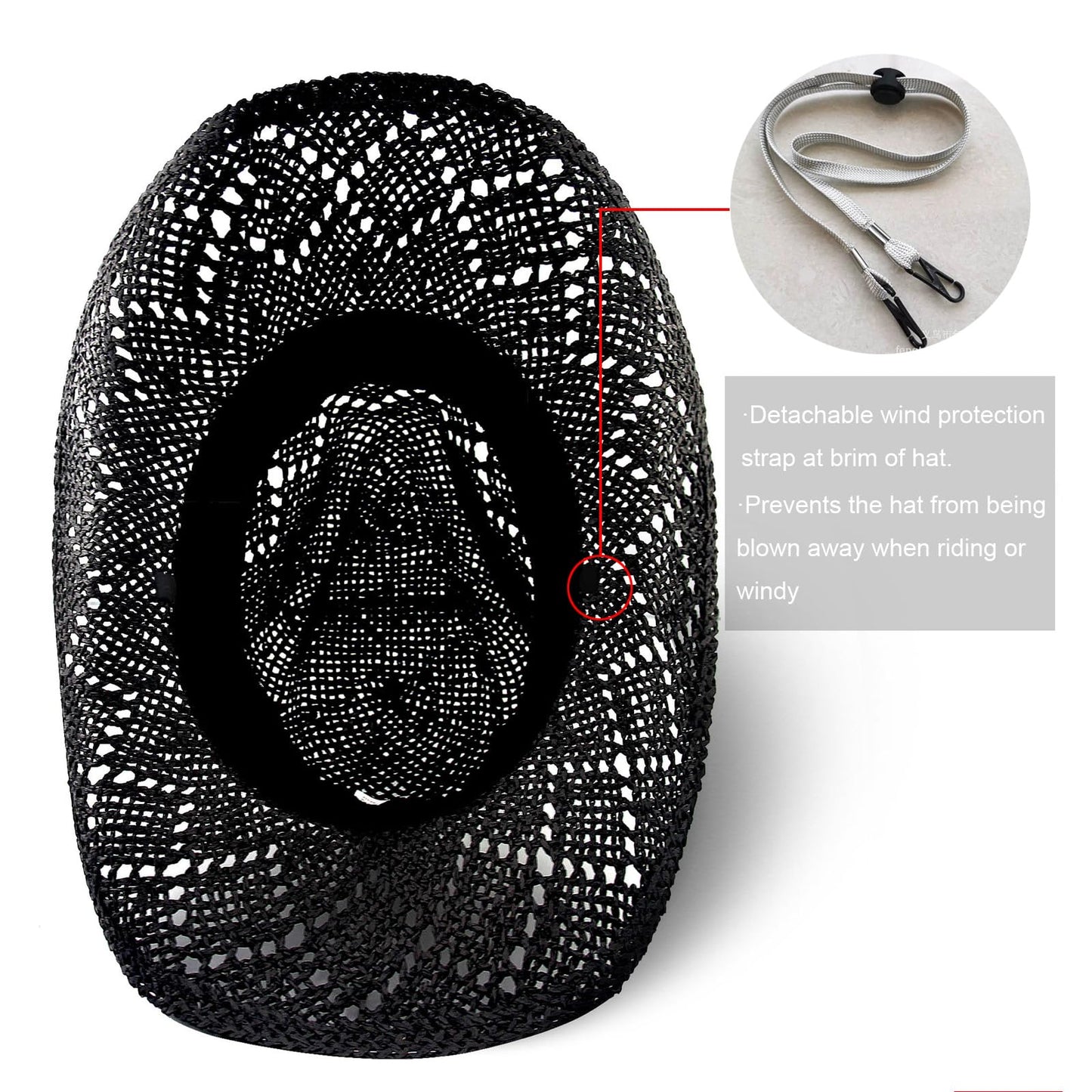 Devil's Eyes | Western Cowgirl Cowboy Hat For Women Men Ladies Sun Hat - 2 Removable Bands | Black - Foeran