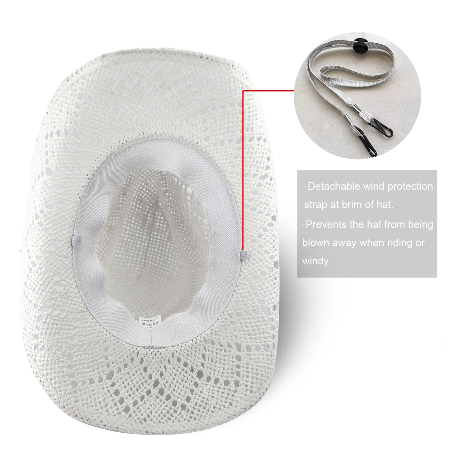 Devil's Eyes | Western Cowgirl Cowboy Hat For Women Men Ladies Sun Hat - 2 Removable Bands | White - Foeran