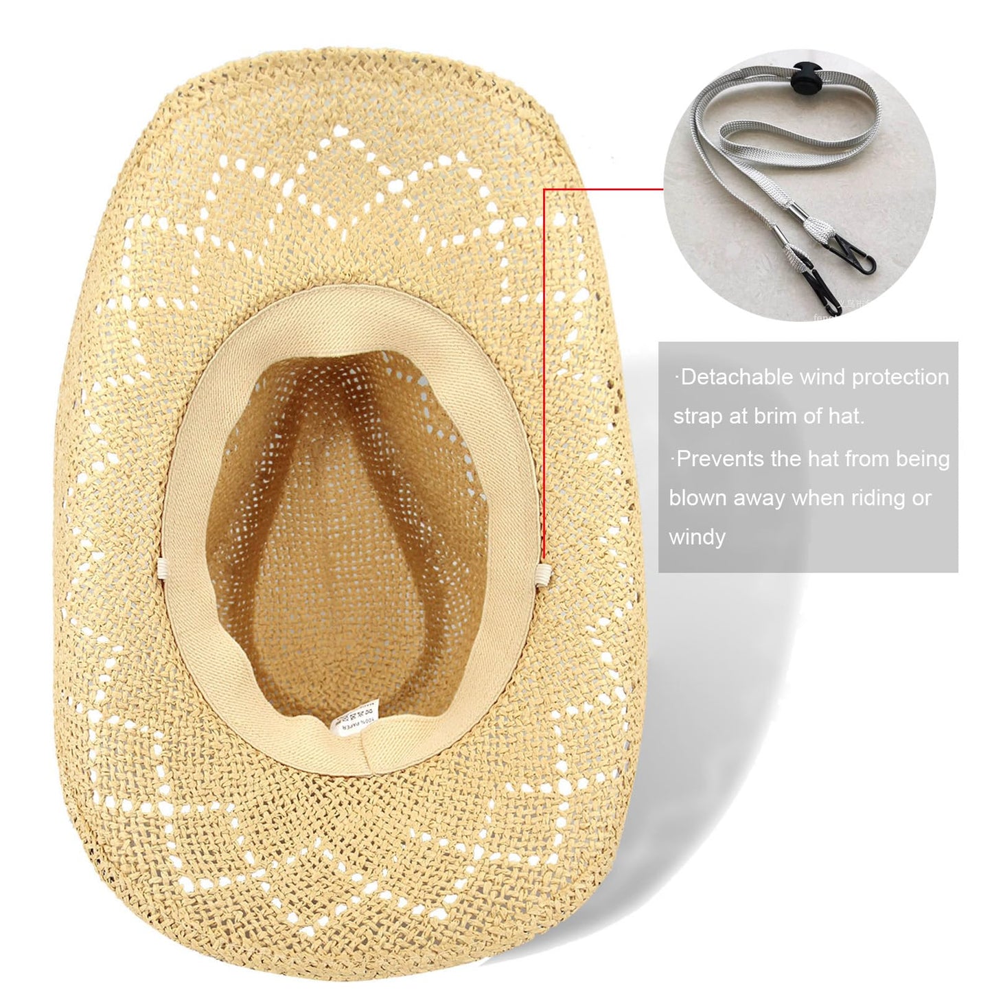 Devil's Eyes | Western Cowgirl Cowboy Hat For Women Men Ladies Sun Hat - 2 Removable Bands | Beige - Foeran