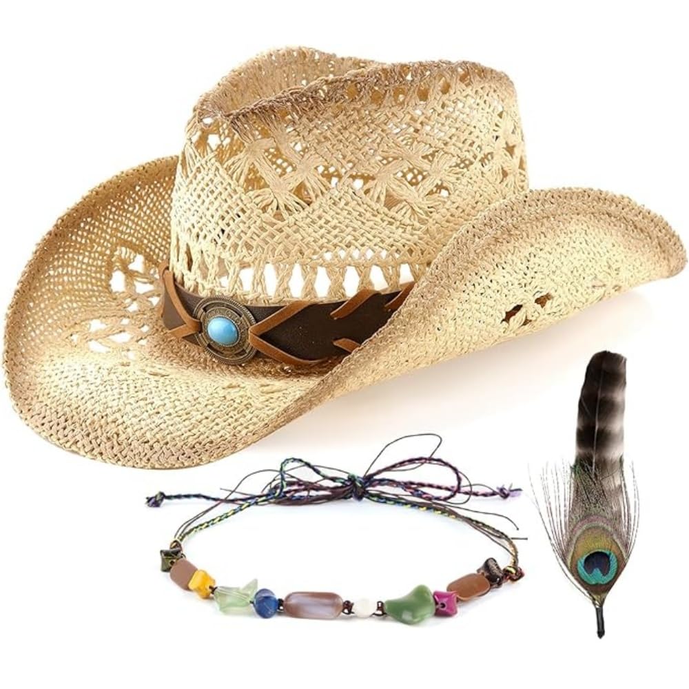 Birds Of Paradise Peacock Feather 2024 Western Straw Hat