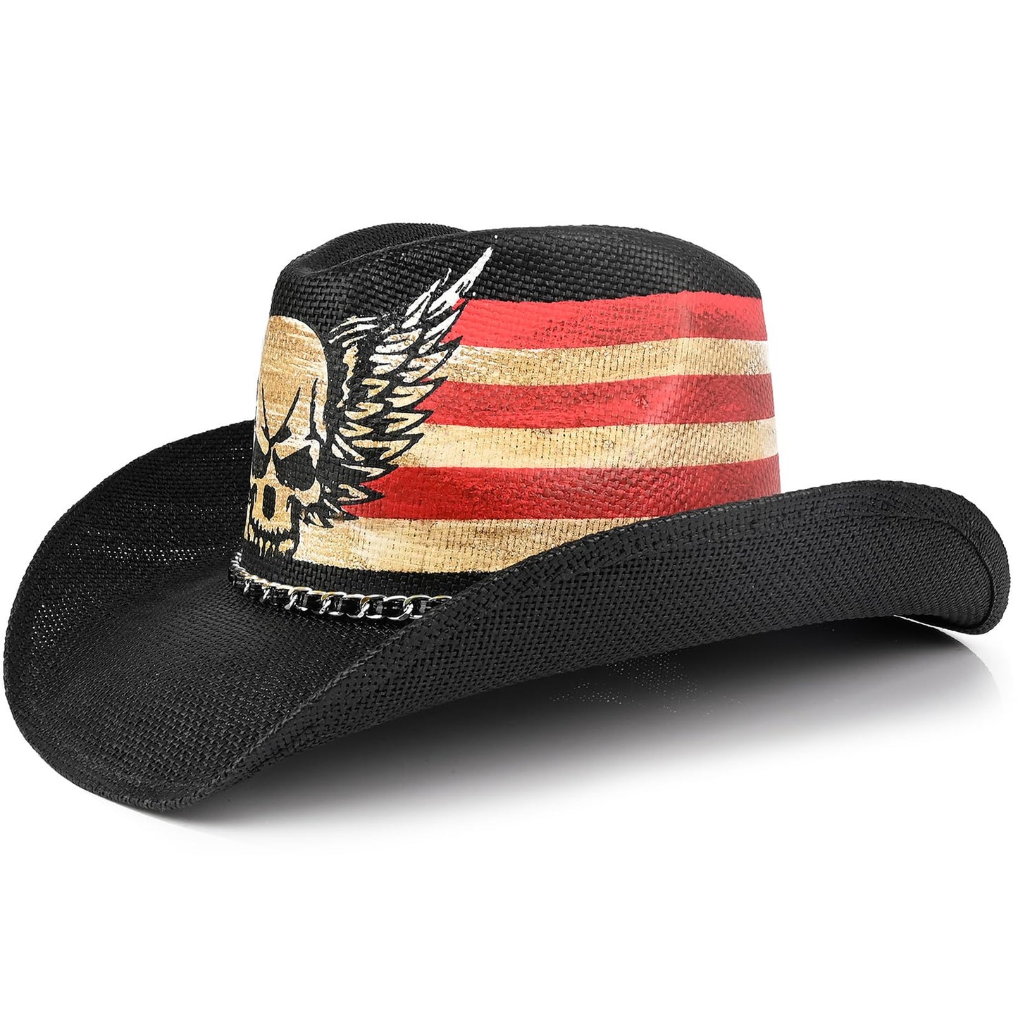 Rock Skull | Men's & Women's Cowboy Hat Straw Cowgirl Hat | Vintage - Foeran