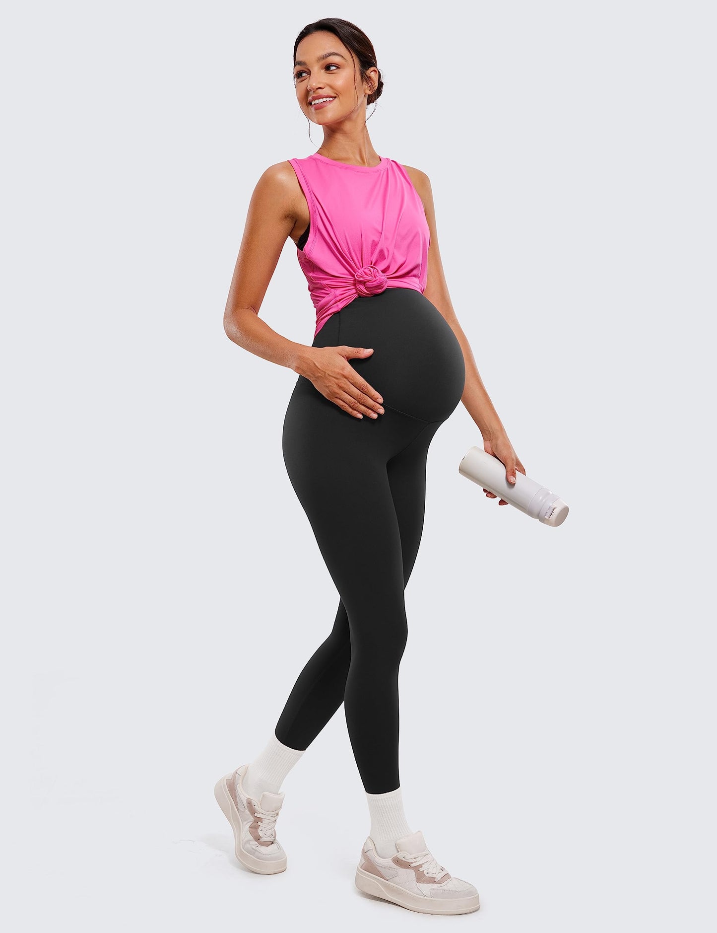 Womens Maternity Leggings Over The Belly 25" - Super Soft Workout Activewear Yoga Pregnancy