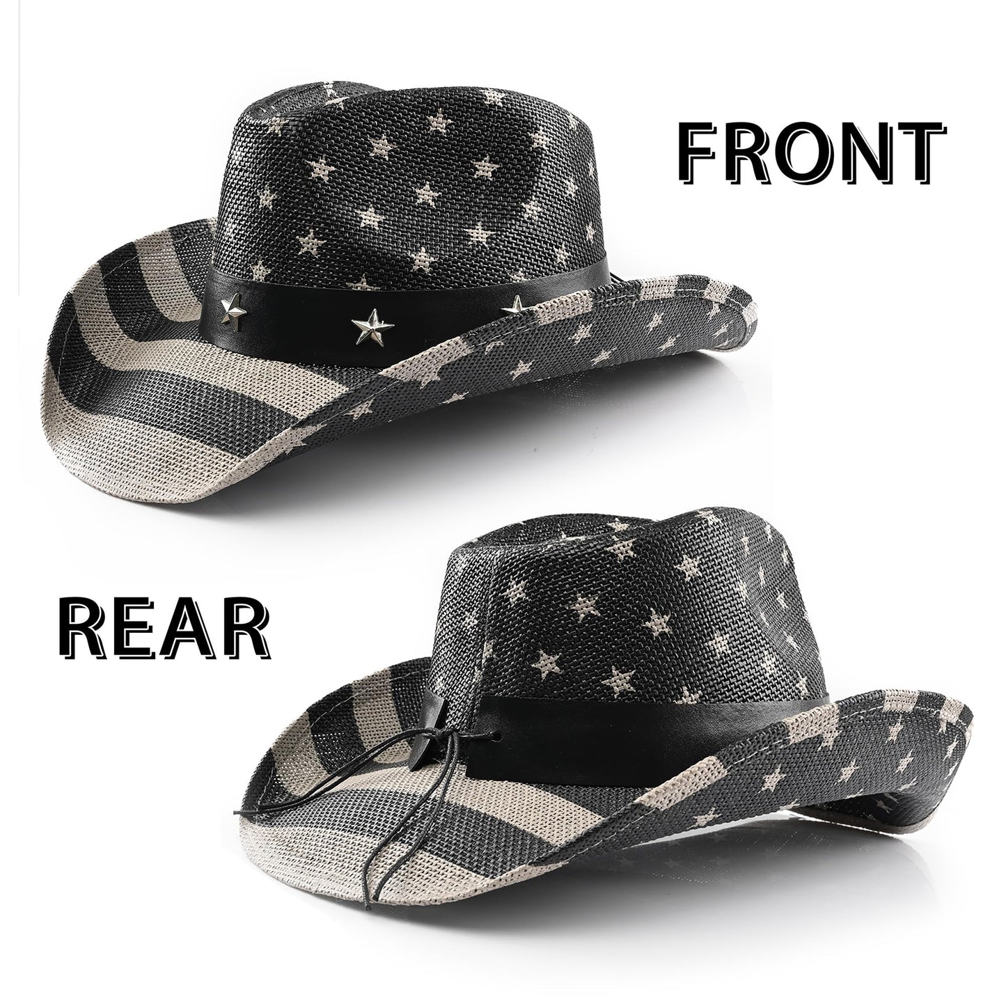 American Flag | Classic Men's & Women's Cowboy Hat Straw Cowgirl Hat | Vintage - Foeran