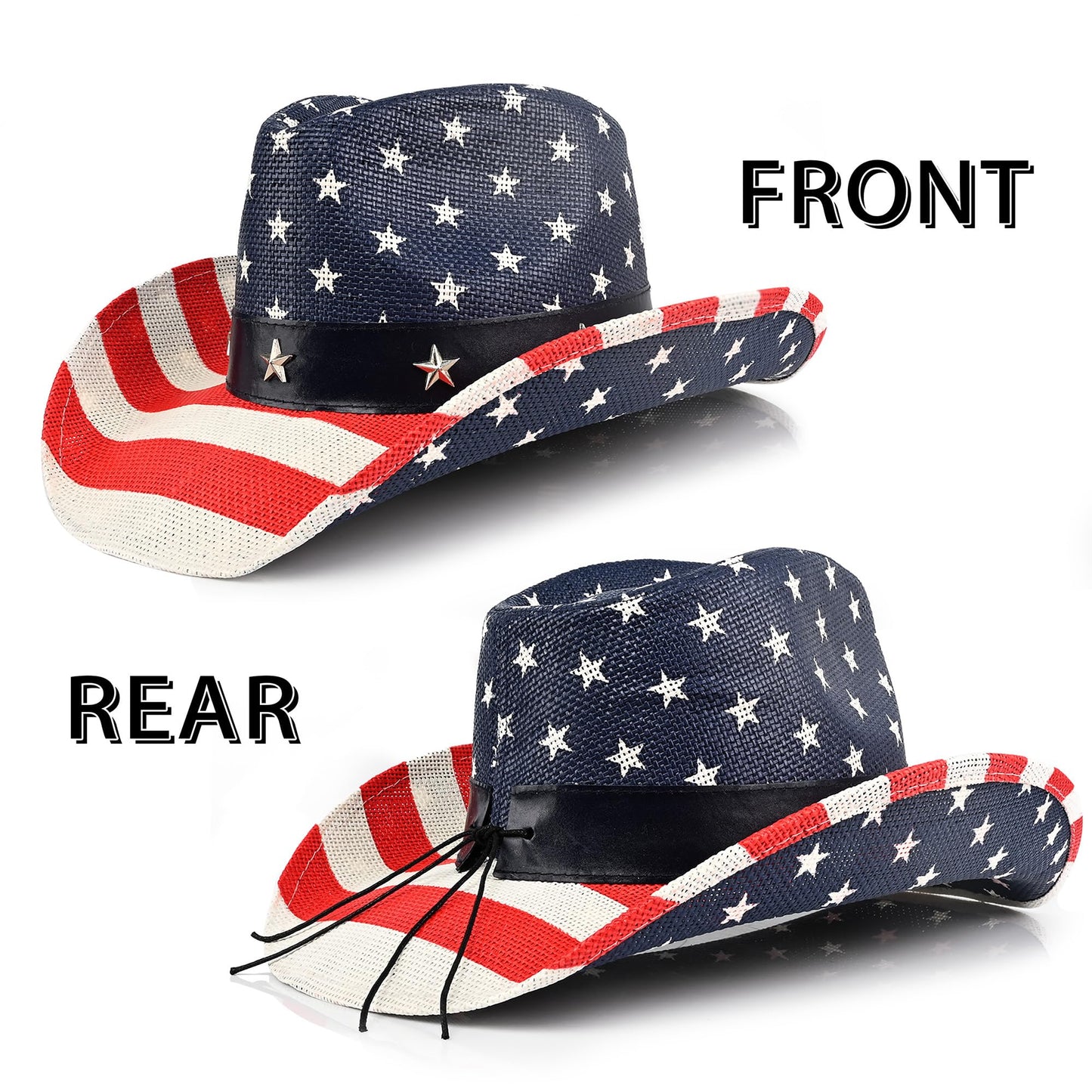 American Flag | Classic Men's & Women's Cowboy Hat Straw Cowgirl Hat - Foeran