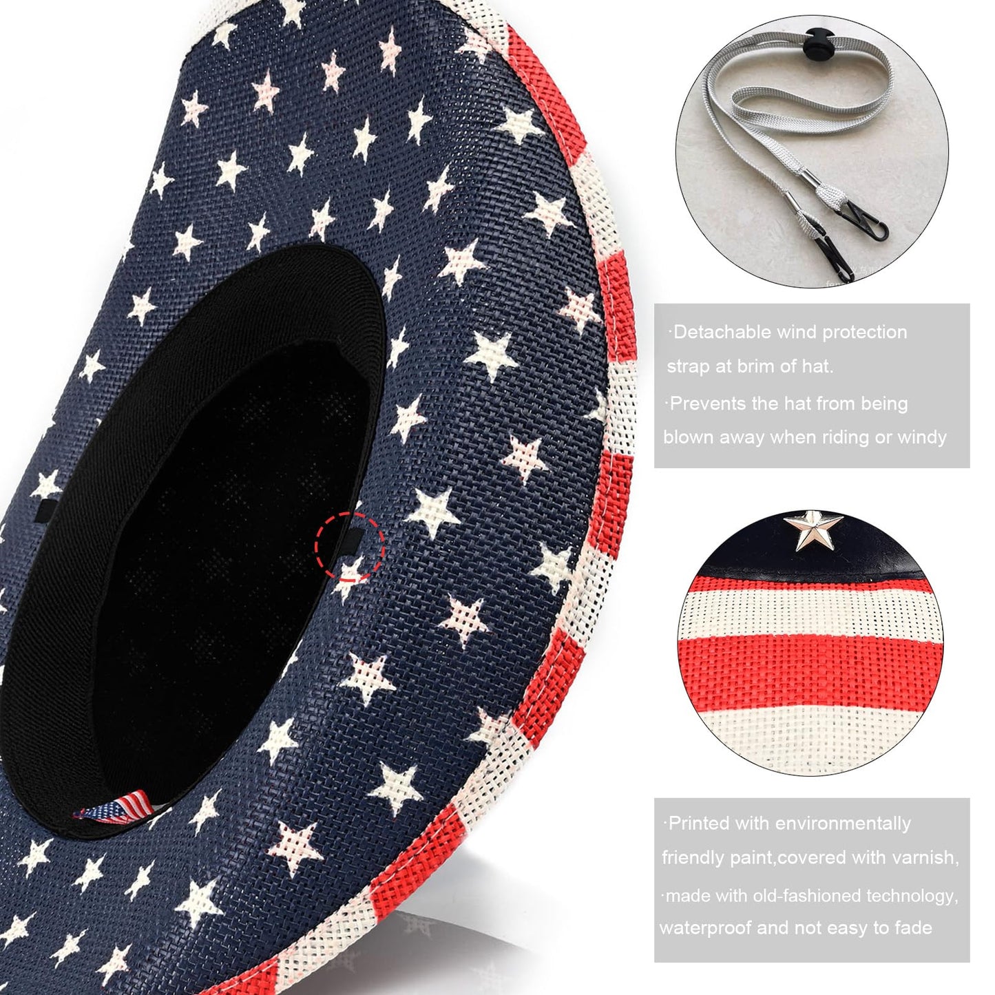 American Flag | Classic Men's & Women's Cowboy Hat Straw Cowgirl Hat - Foeran