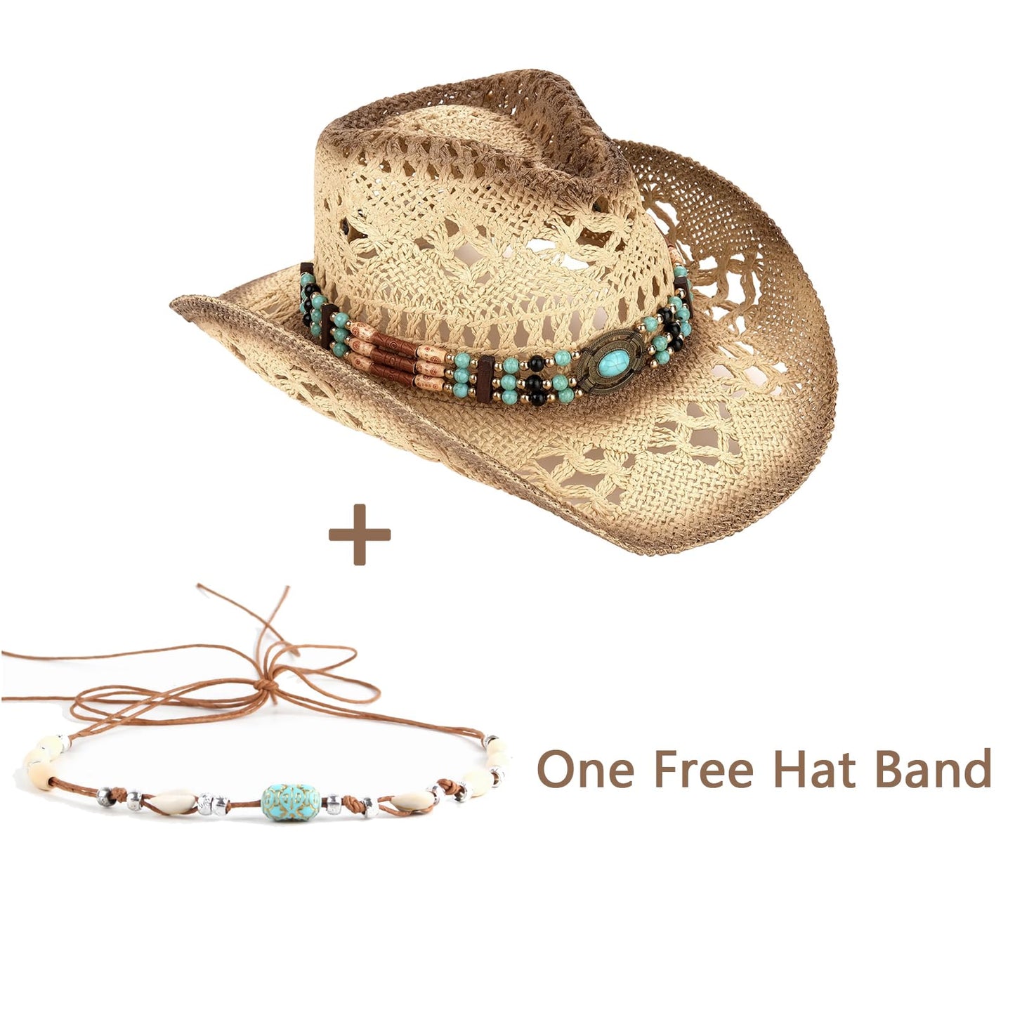 Classic Cowboy Hat For Men & Women Western Cowgirl Hat For Party Travel Beach | Brown - Foeran