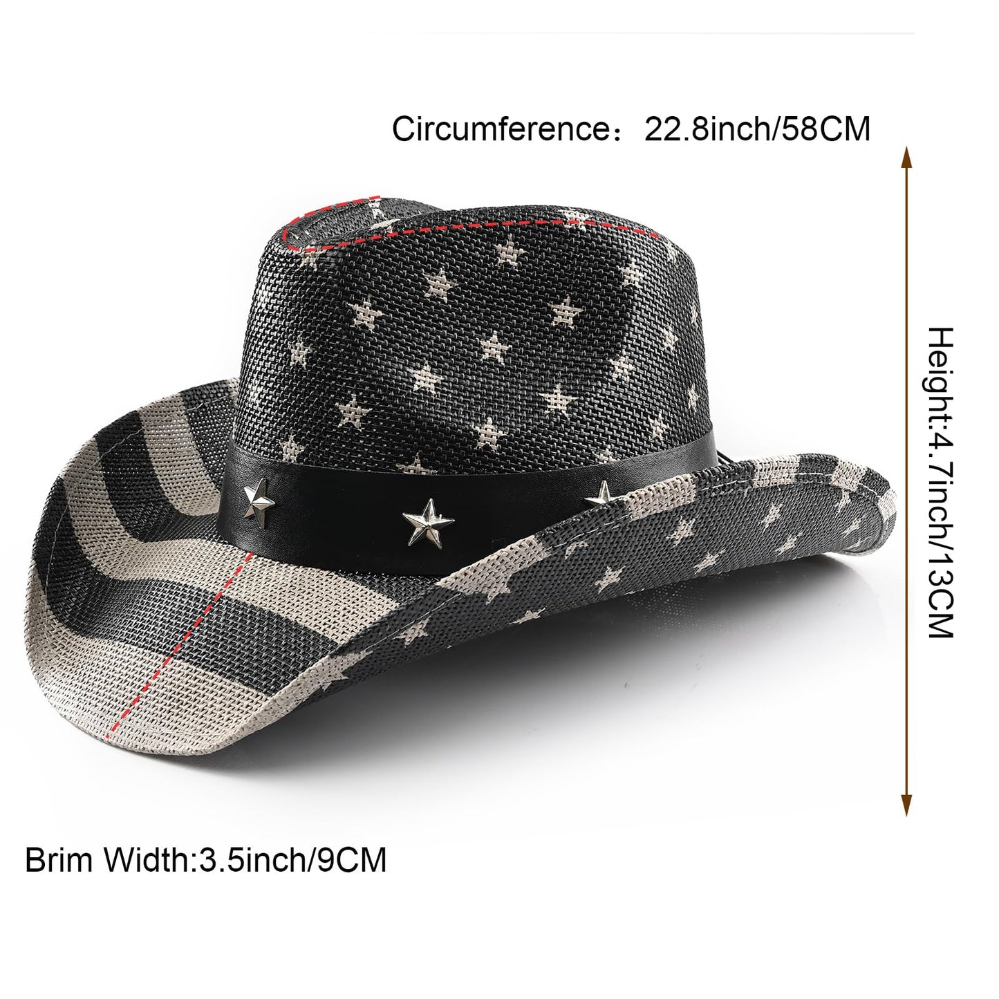 American Flag | Classic Men's & Women's Cowboy Hat Straw Cowgirl Hat | Vintage - Foeran
