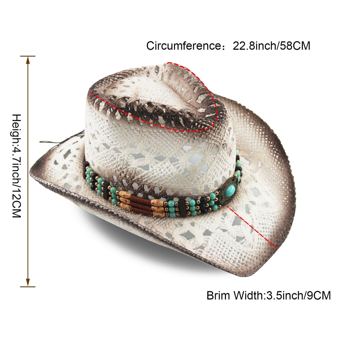 Classic Cowboy Hat For Men & Women Western Cowgirl Hat For Party Travel Beach | White - Foeran