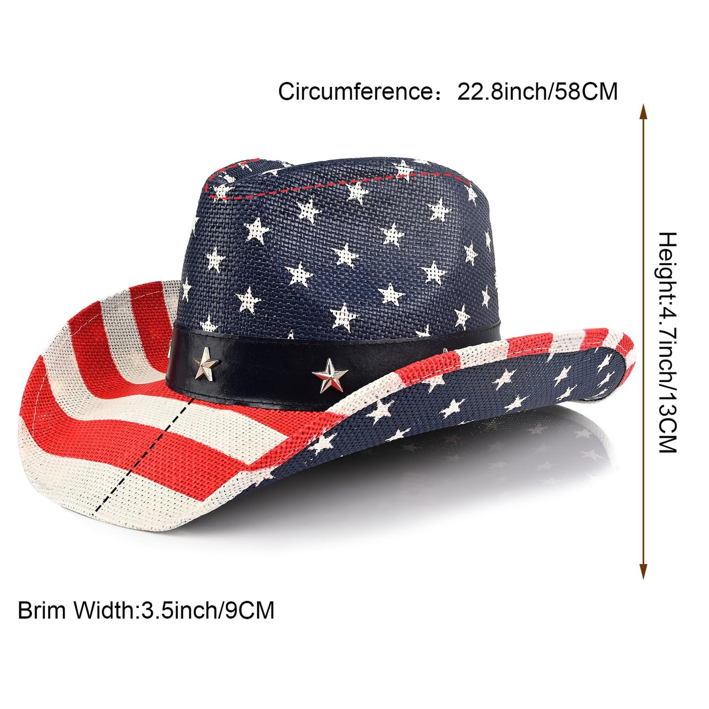American Flag | Classic Men's & Women's Cowboy Hat Straw Cowgirl Hat - Foeran