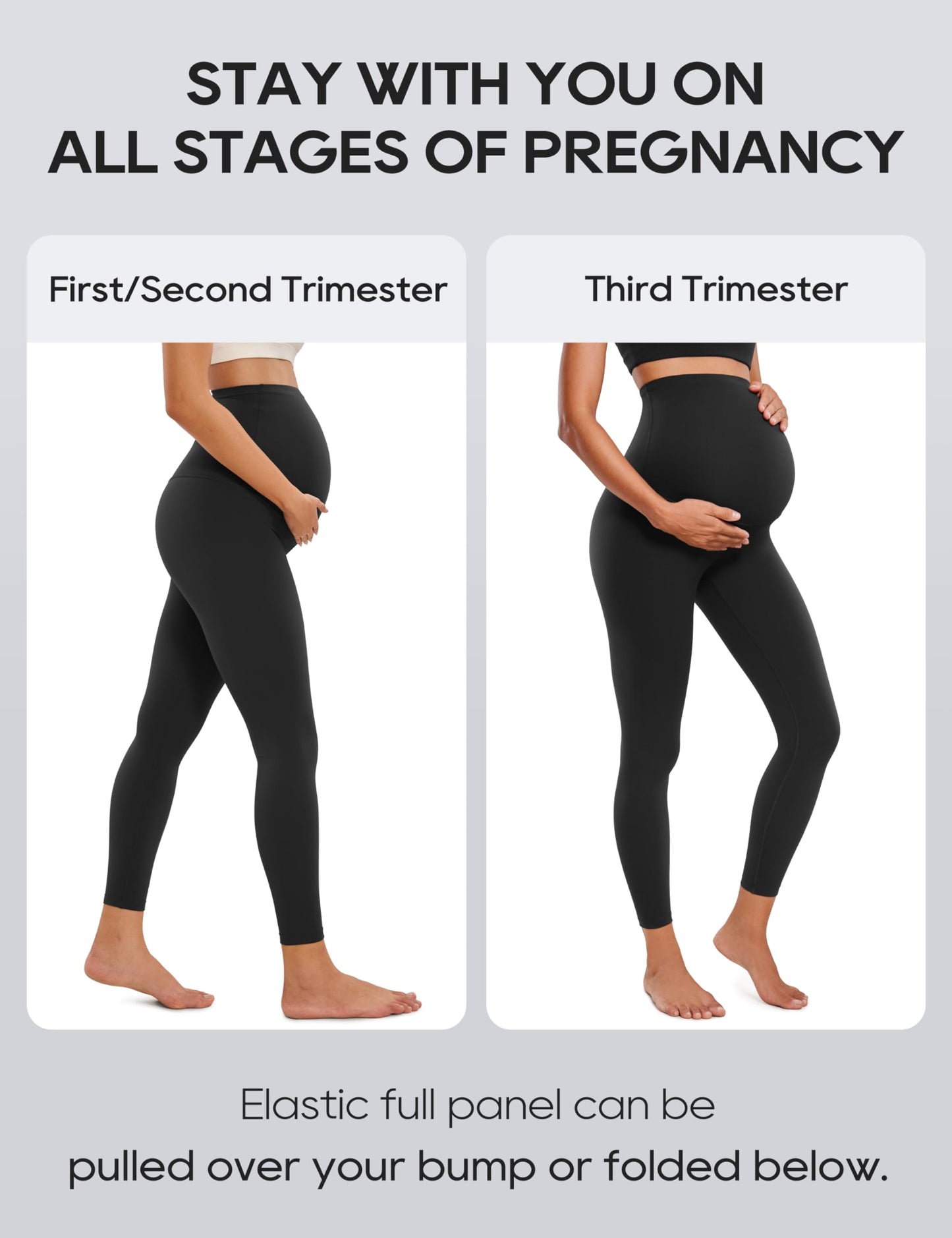 Womens Maternity Leggings Over The Belly 25" - Super Soft Workout Activewear Yoga Pregnancy
