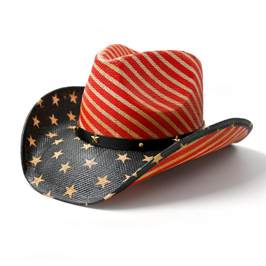 American Flag | Men's Women's Cowboy Hat Straw Cowgirl Hat For Ladies Sun Hat - Foeran