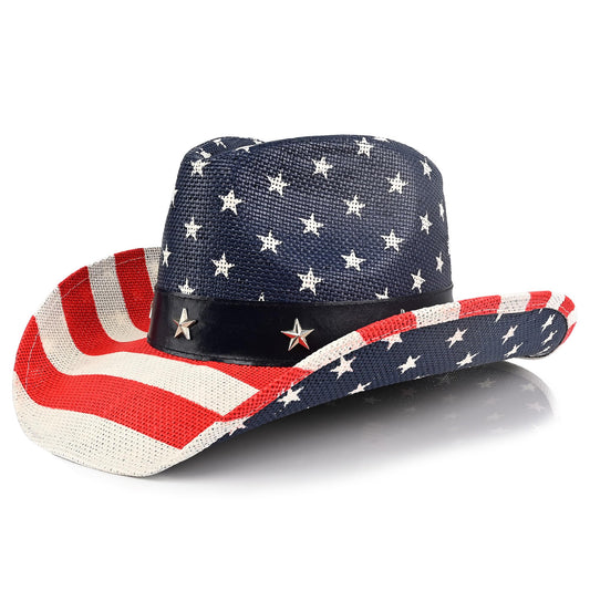 American Flag | Classic Men's & Women's Cowboy Hat Straw Cowgirl Hat - Foeran